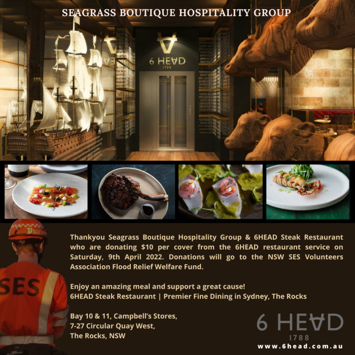 Thankyou to 6HEAD, Sydney’s number one premium waterfront steakhouse