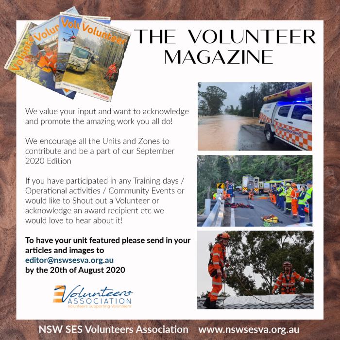 Have your unit featured in the September Edition of The Volunteer Magazine
