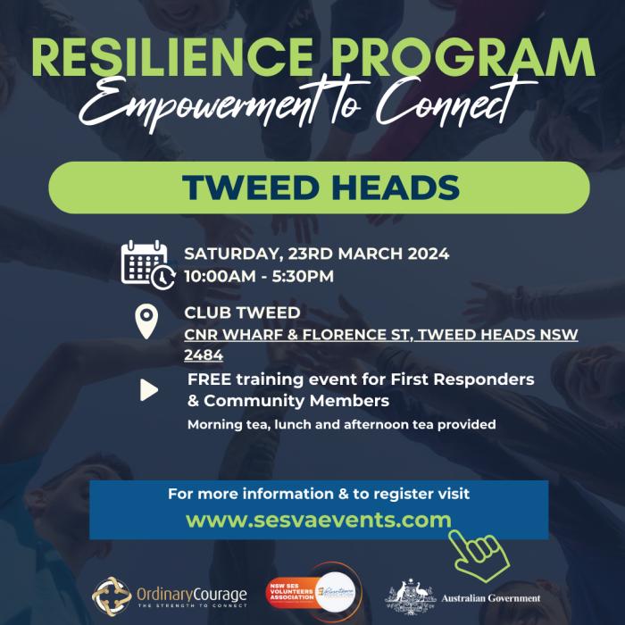 Last chance to register for this weekends Resilience Training - Tweed Heads!