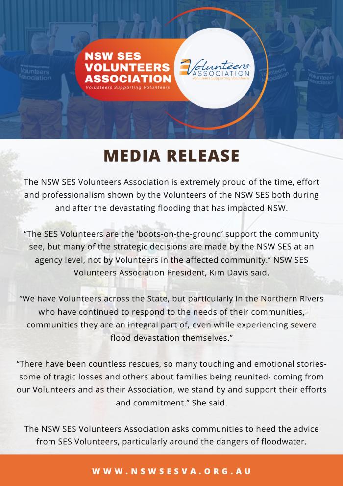 NSW SESVA Media Release, 16th March 2022