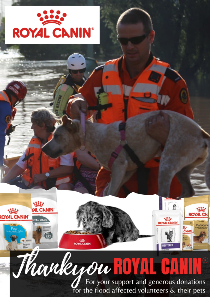 Thankyou Royal Canin for supporting flood affected Volunteers & their pets