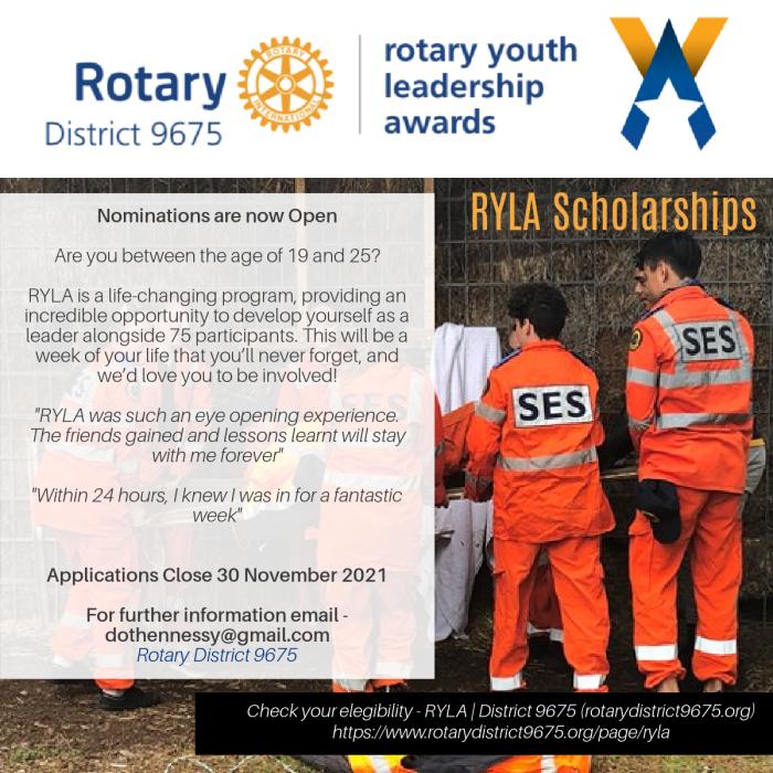 Rotary Youth Leadership Awards - RYLA Scholarships