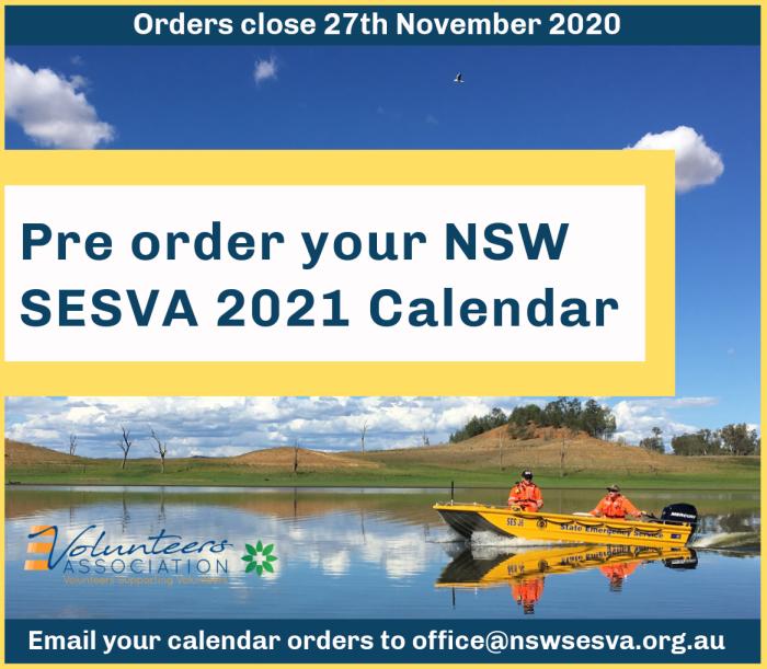 Pre order your NSW SESVA 2021 Calendar