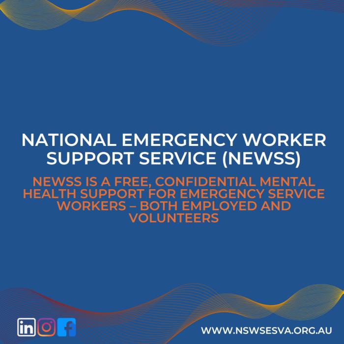 NEWSS is a free, confidential mental health support for emergency service workers