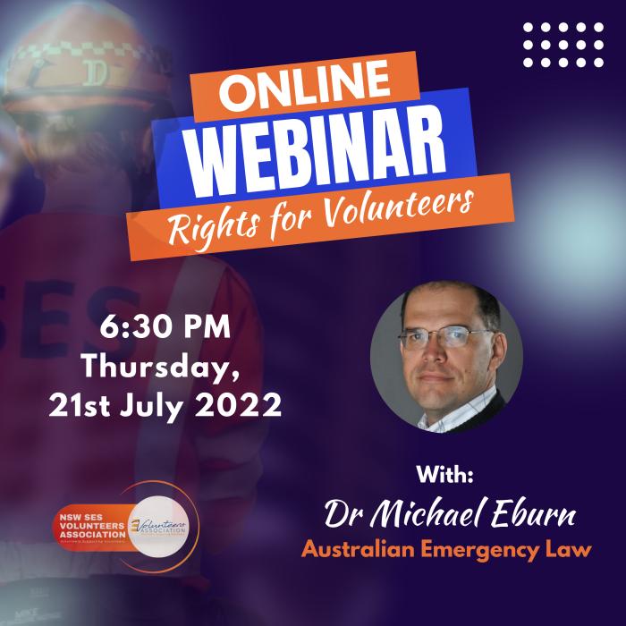 Online Webinar with Dr Michael Eburn - Rights of Volunteers